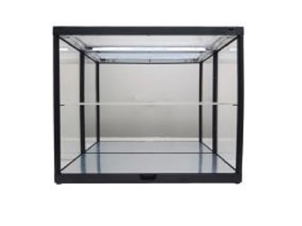 Black Mirrored Back and Base Display Case 2 Layers LED