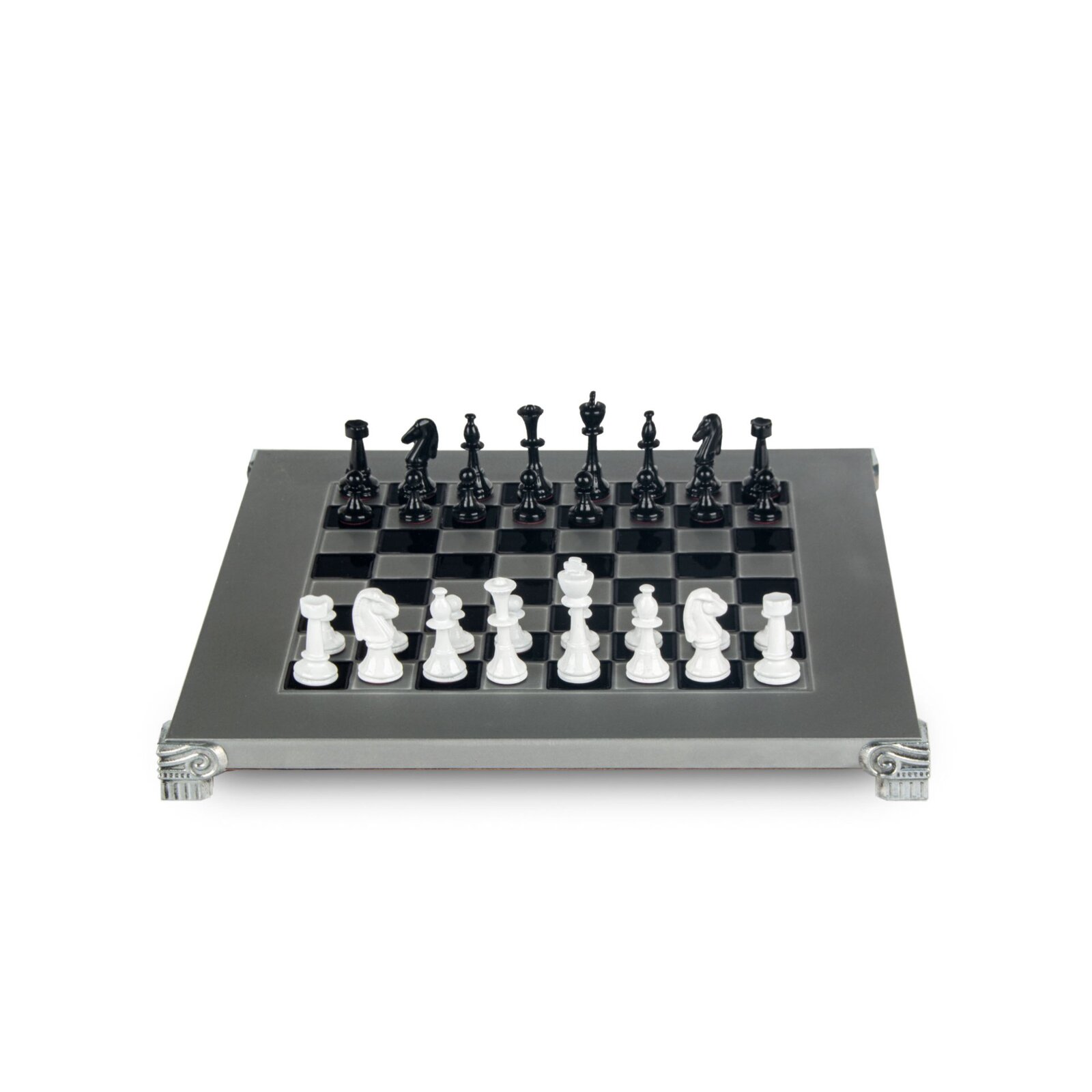 Manopoulos Classic Metal Staunton Chess Set with Black/White Chessmen ...