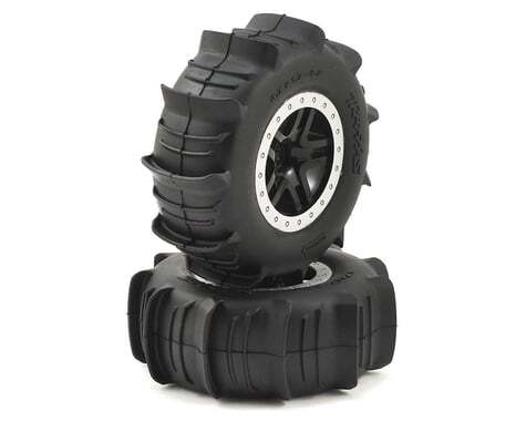 Traxxas Paddle Tires w SCT Split Spoke Rear Wheel 2 Black Chrome