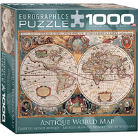 Antique Maps 1000pc 17th Century Double-Hemisphere World Map By Pieter Goos