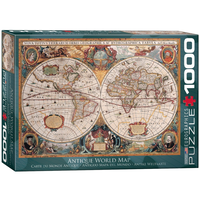 Antique Maps 1000pc Double-Hemisphere World Map By Henricus Hondius 1630