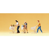 Preiser HO Shoppers Pushing Trolleys 21-10488