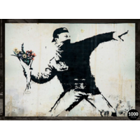 4D Puzzle 1000pc Urban Art Banksy Flower Thrower Jigsaw Puzzle