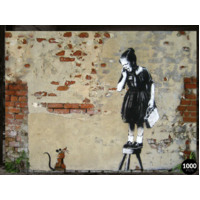 4D Puzzle 1000pc Urban Art Banksy Girl On A Stool Jigsaw Puzzle