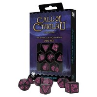 Q Workshop Call of Cthulhu Black and Magenta Dice Set 7