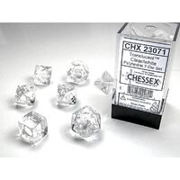 Chessex 23071 Translucent Polyhedral Clear/White 7-Die Set