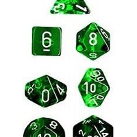 Chessex 23075 Translucent Polyhedral Green/White 7-Die Set