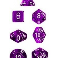 Chessex 23077 Translucent Polyhedral Purple/White 7-Die Set