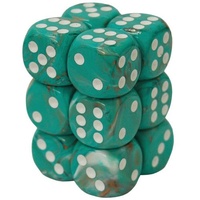 Chessex 27603 Marble 16mm d6 Oxi Copper/White Block (12)