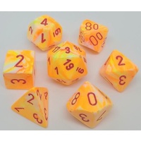 Chessex 27453 Festive Polyhedral Sunburst/Red Set 7