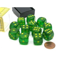 Chessex 27765 Borealis 16mm d6 Maple Green/Yellow Block (12)