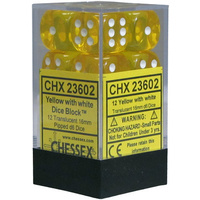 Chessex 23602 Translucent 16mm d6 Yellow/white (12)