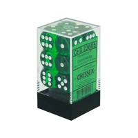 Chessex 23605 Translucent 16mm d6 Green/white Block (12)