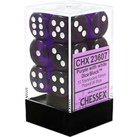 Chessex 23607 Translucent 16mm d6 Purple/white (12)