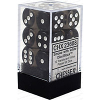 Chessex 23608 Translucent 16mm d6 Smoke/white Block (12)