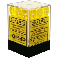 Chessex 23802 Translucent 12mm d6 Yellow/white