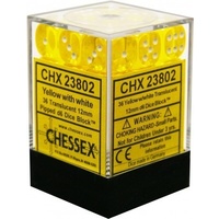 Chessex 23802 Translucent 12mm d6 Yellow/white