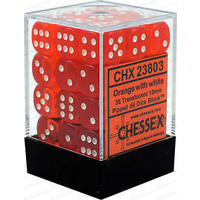 Chessex 23803 Translucent 12mm d6 Orange/white