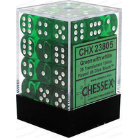 Chessex 23805 Translucent 12mm d6 Green/white Block