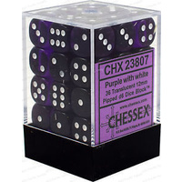 Chessex 23807 Translucent 12mm d6 Purple/white