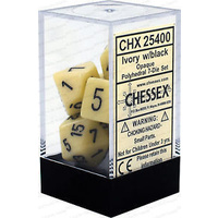 Chessex 25400 Opaque Polyhedral Ivory/black 7-Die Set
