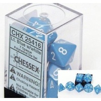 Chessex 25416 Opaque Polyhedral Light Blue/white 7-Die Set
