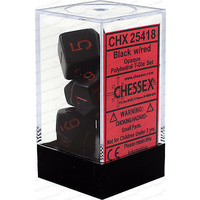 CHX 25418 Opaque Polyhedral Black/red 7-Die Set