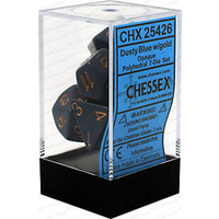Chessex 25426 Opaque Polyhedral Dusty Blue w/copper 7-Die Set