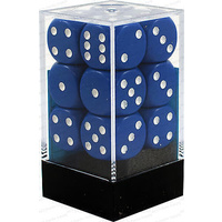 D6 Dice Opaque 16mm Blue/White (12 Dice in Display)