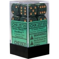 Chessex 25735 Speckled 16mm d6 Golden Recon Block (12)
