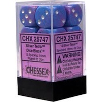 Chessex 25747 Speckled 16mm d6 Silver Tetra Block (12)