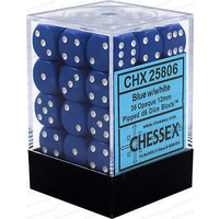 D6 Dice Opaque 12mm Blue/White (36 Dice in Display)