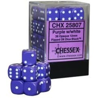 Chessex 25807 Opaque 12mm d6 Purple/white