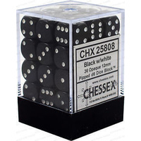 Chessex 25808 Opaque 12mm d6 Black/white