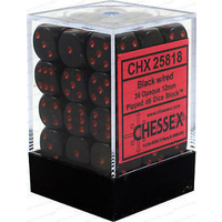 Chessex 25818 Opaque 12mm d6 Black/red