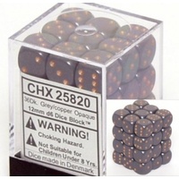 Chessex 25820 Opaque 12mm d6 Dark Grey w/copper
