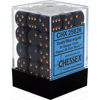Chessex 25826 Opaque 12mm d6 Dusty Blue w/copper