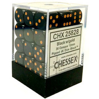 Chessex 25828 Opaque 12mm d6 Black/gold
