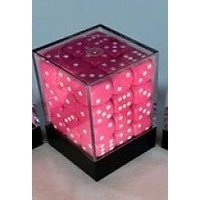 Chessex 25844 Opaque 12mm d6 Pink/White Dice Block (36 dice)