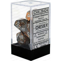 Chessex 26424 Gemini Copper-Steel w/white 7-Die Set