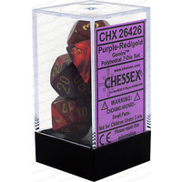 Chessex 26426 Gemini Purple-Red w/gold 7-Die Set