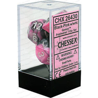 Chessex 26430 Gemini Black-pink w/white 7-Die Set