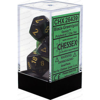 Chessex 26439 Gemini Black-Green/gold 7-Die Set