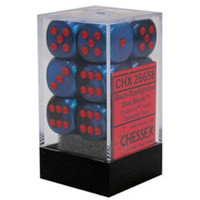 D6 Dice Gemini 16mm Black-Starlight/Red (12 Dice in Display)