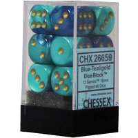 CHX 26659 Gemini Blue Teal with Gold 16mm
