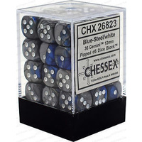 Chessex 26823 Gemini 12mm d6 Blue-Steel w/white Block