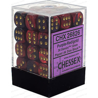 Chessex 26826 Gemini 12mm d6 Purple-Red w/gold
