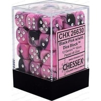 Chessex 26830 Gemini 12mm d6 Black-pink w/white