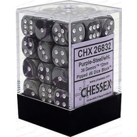 Chessex 26832 Gemini 12mm d6 Purple-steel w/white