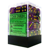 Chessex 26834 Gemini 12mm d6 Green-purple w/gold